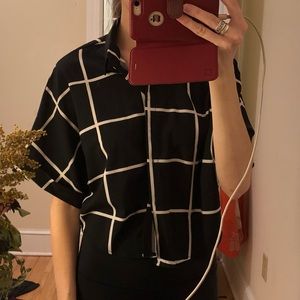 Button up windowpane shirt